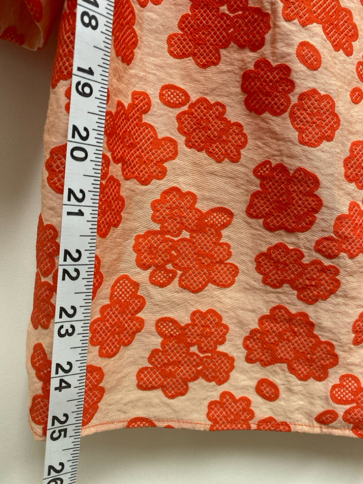 Size S Orange Beige Shapes Button Up Ladies Top