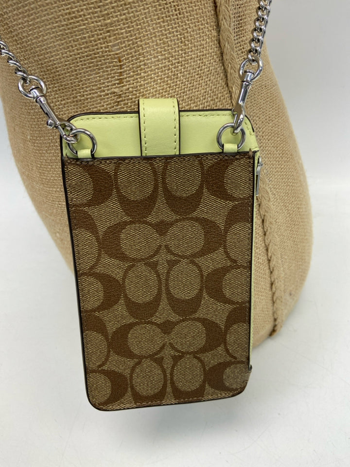 Coach  Size Brown Lime Green Signature Crossbody