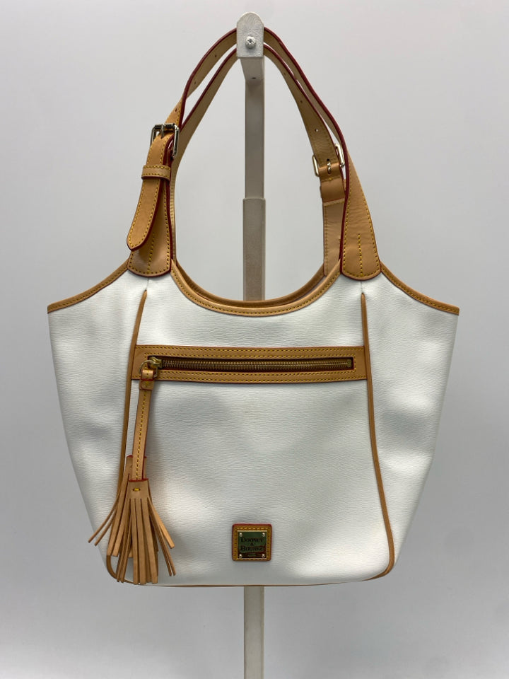 Dooney &amp; Bourke White Tan Tassel(es) Handbag