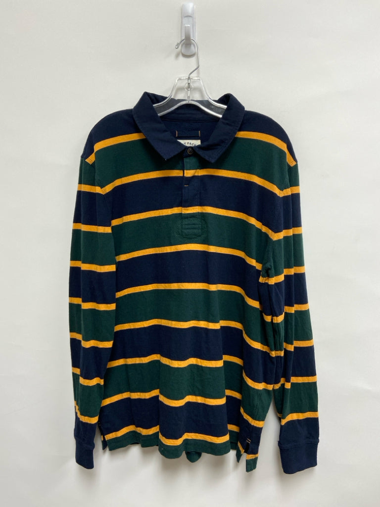 FAT FACE Size XL Black/Gold Dark Green Striped Men&