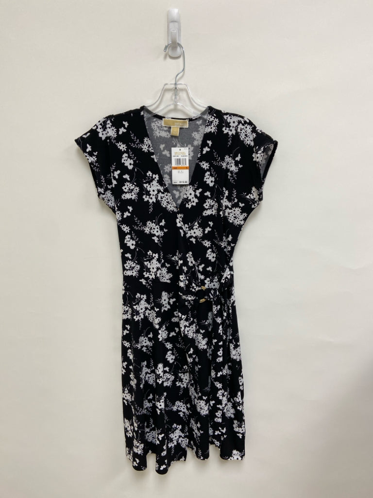 NWT Michael Kors Size S Black White Flowers Wrap Ladies Dress
