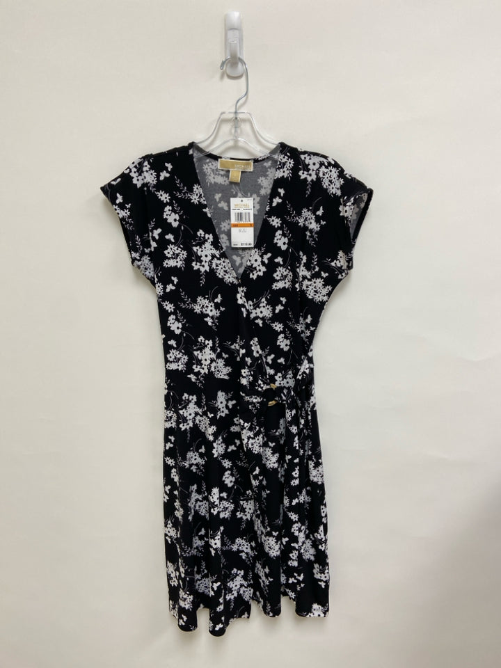 NWT Michael Kors Size S Black White Flowers Wrap Ladies Dress