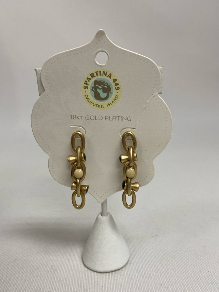NWT Spartina Gold Color Black Shapes Earrings