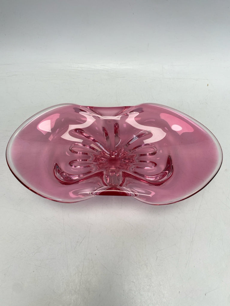 Pink Clear Glass Decorative Bowl