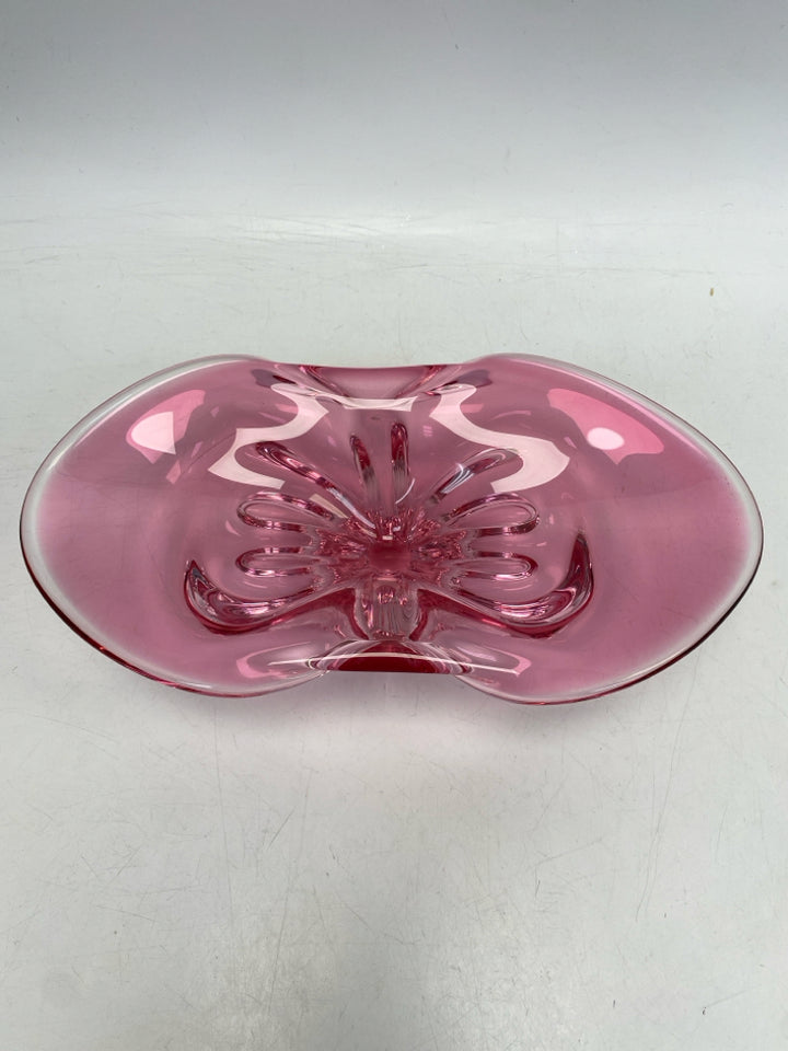 Pink Clear Glass Decorative Bowl