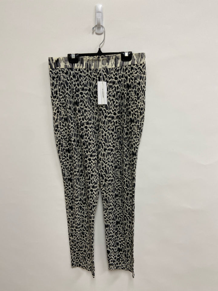 NWT Size 2 Cream/Black Abstract Pull-on Silk Blend Ladies Pants