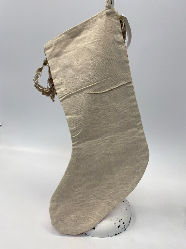 Mudpie Red Tan Striped Christmas