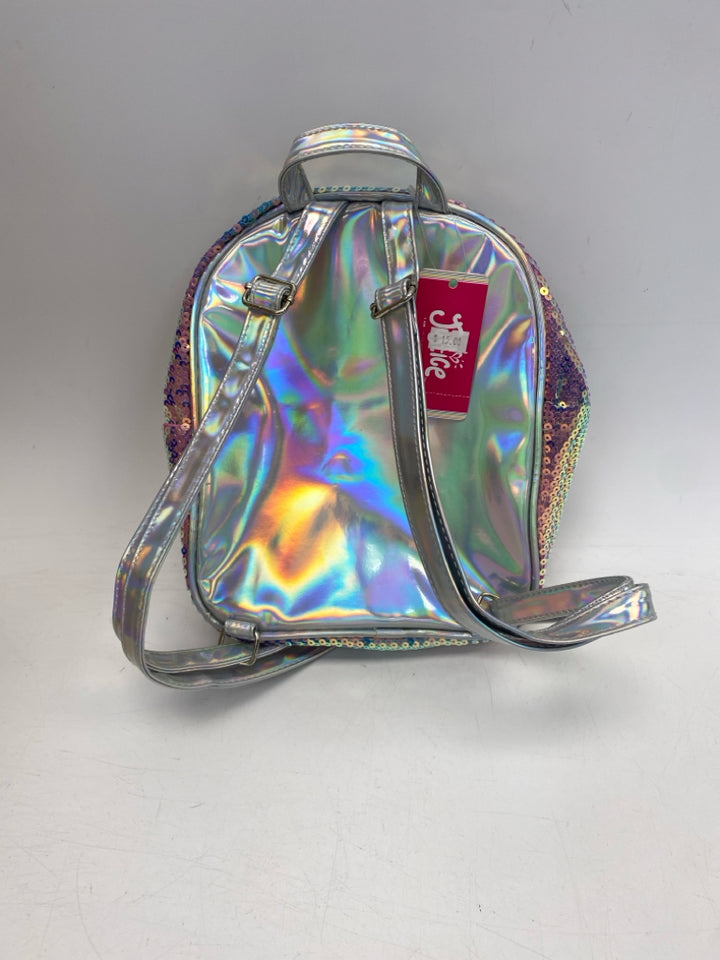 NWT Justice Silver Iridescent Sequined Kids Backpack