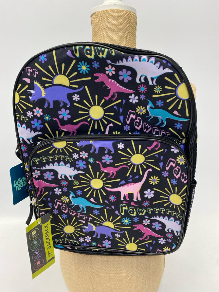 NWT wonder nation Black Multi Color Dinosaurs Kids Backpack