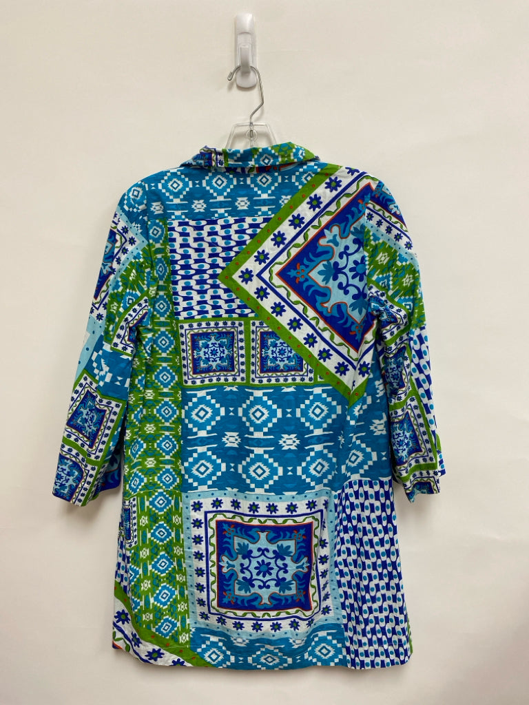 OLIVIA JAMES Size XS Navy/Blue Green/Orange Ladies Dress