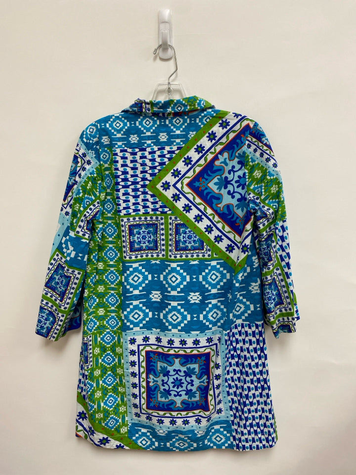 OLIVIA JAMES Size XS Navy/Blue Green/Orange Ladies Dress