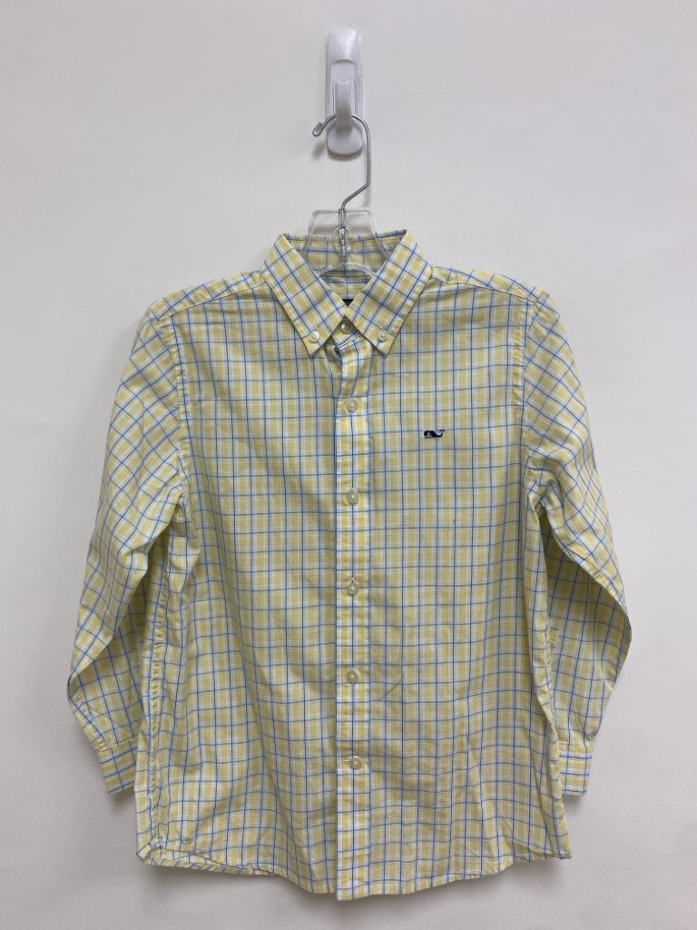 Vineyard Vines SIZE 6 Yellow/White Blue Plaid Button Up Boy&