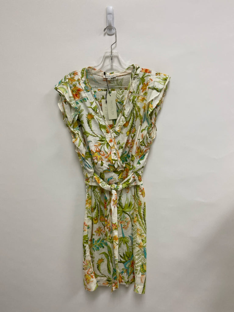 NWT RACHEL ZOE Size XL White Multi Color Floral Linen Blend Ladies 2pc Pant Set