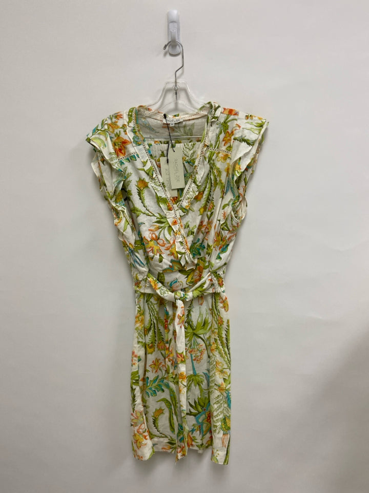 NWT RACHEL ZOE Size XL White Multi Color Floral Linen Blend Ladies 2pc Pant Set