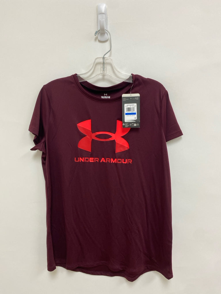NWT Under Armour SIZE XL Burgundy Neon Coral Logo Girl&