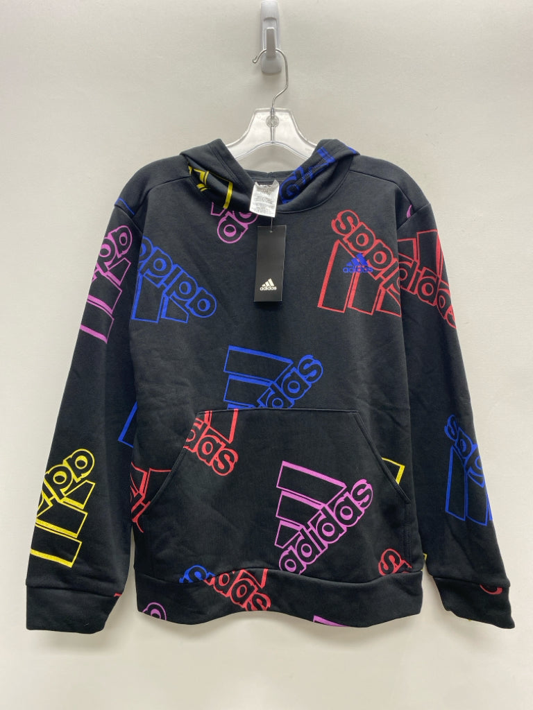 NWT Adidas SIZE 14/16 Black Multi Color Logo Hooded Boy&