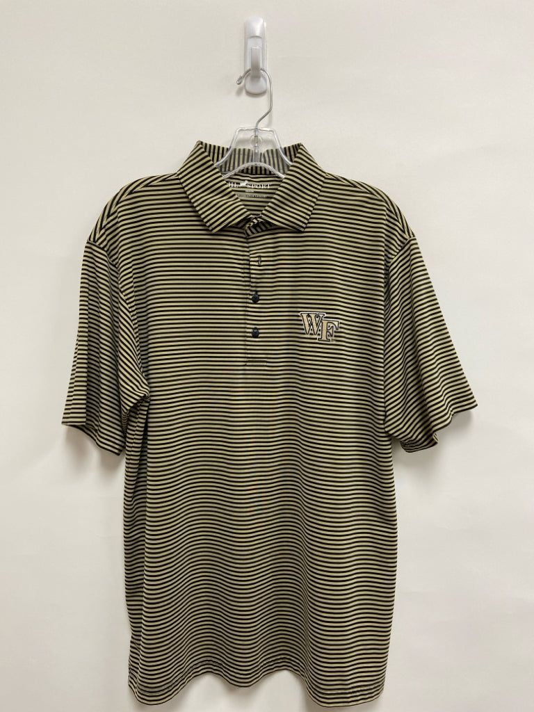 Size M Beige/Blk Striped Polo Men&