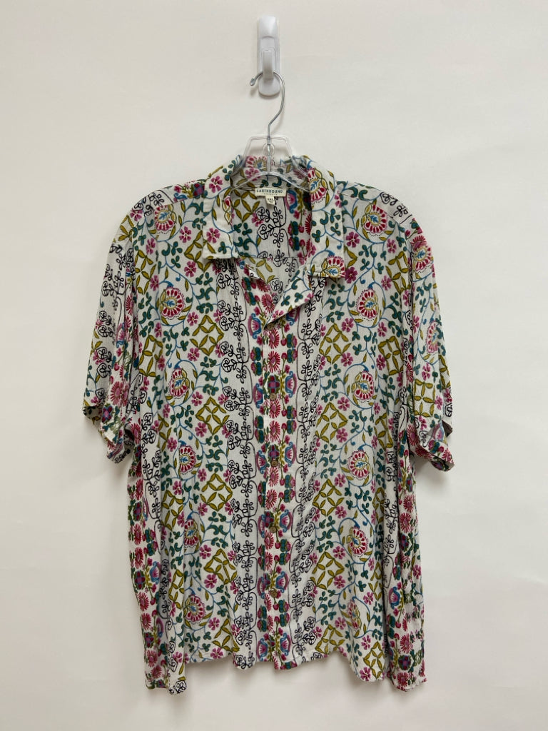 Earthbound Size XXL Cream/Green Yellow/Multi Crinkle Men&