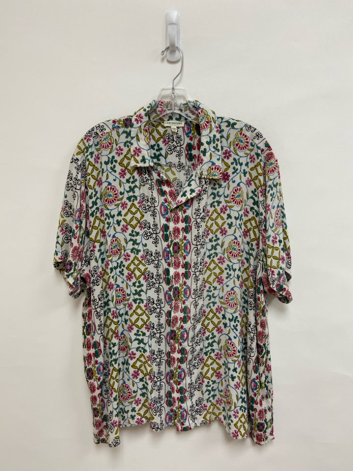 Earthbound Size XXL Cream/Green Yellow/Multi Crinkle Men&