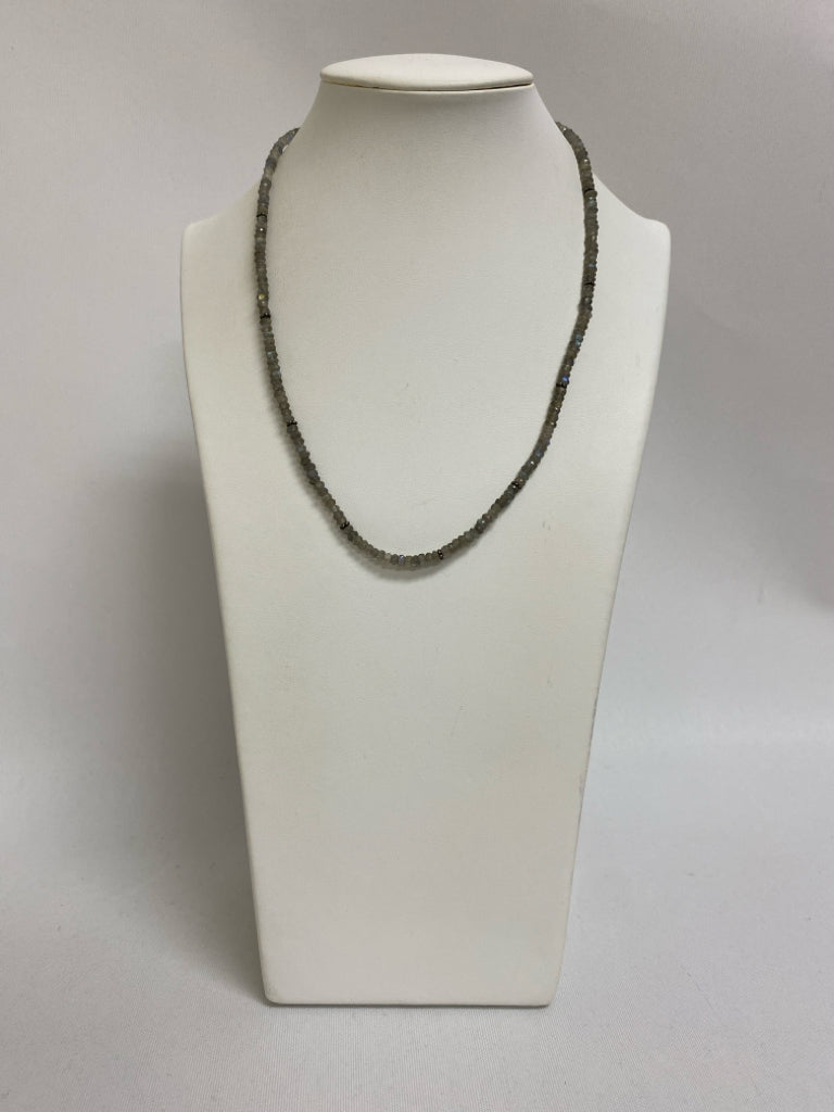 Gray Iridescent Beaded Necklace