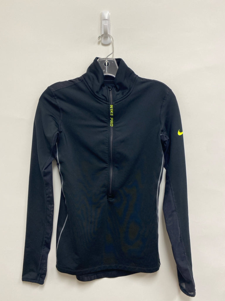 Nike Size S Black Neon Yellow Quarter Zip Athletic Top