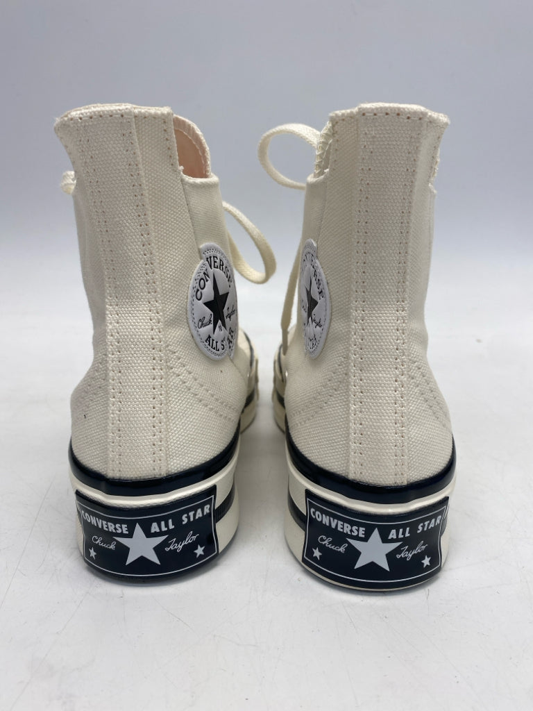 Converse US Shoe Size 5.5 Cream Black Trimmed Canvas Sneakers