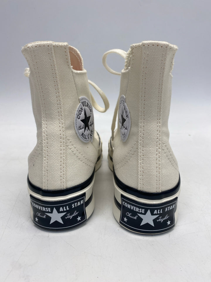 Converse US Shoe Size 5.5 Cream Black Trimmed Canvas Sneakers