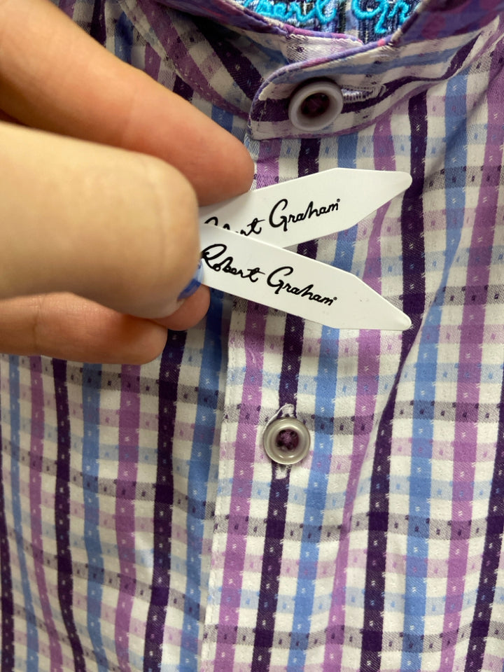 Robert Graham Size XL White/Blue Plum Plaid Men&