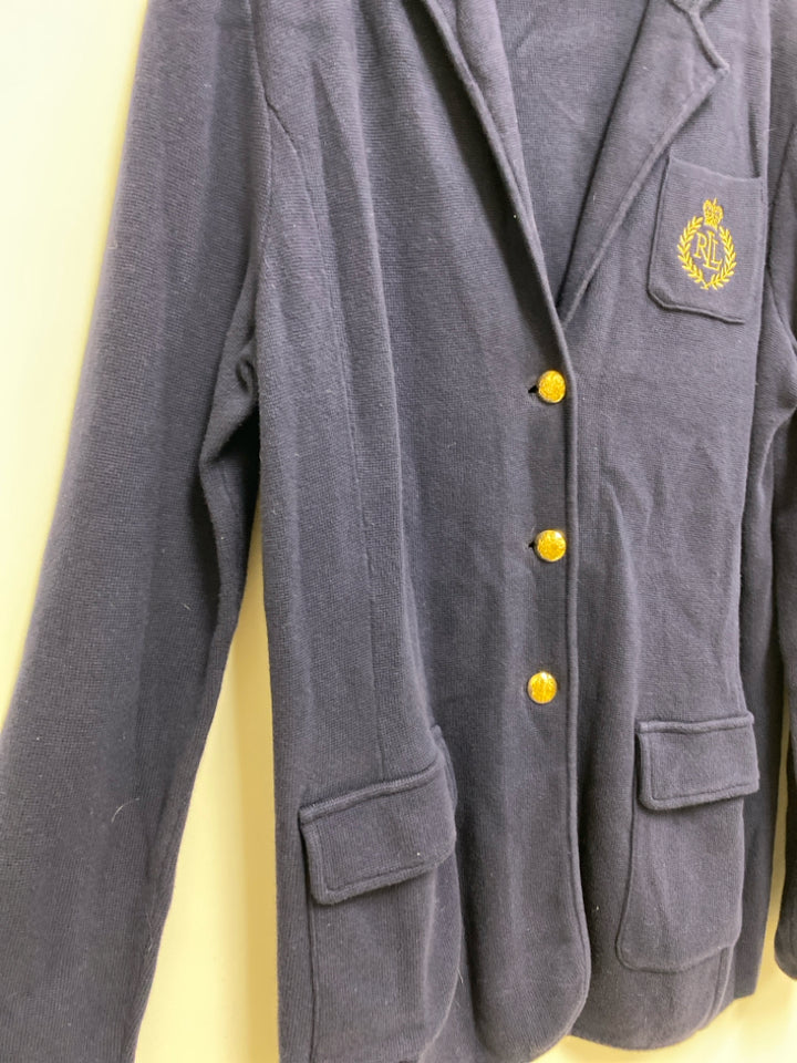 Lauren Ralph Lauren Size XL Navy Gold Crest Cardigan Ladies Sweater