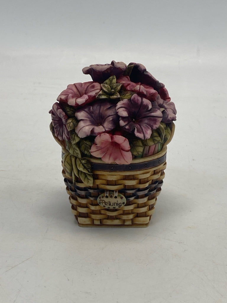 Longaberger Harmony Kingdom Petunia Basket Mini Trinket  Box