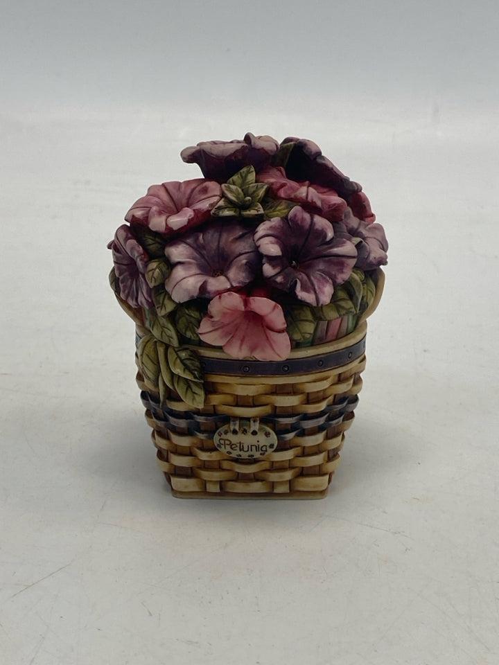 Longaberger Harmony Kingdom Petunia Basket Mini Trinket  Box