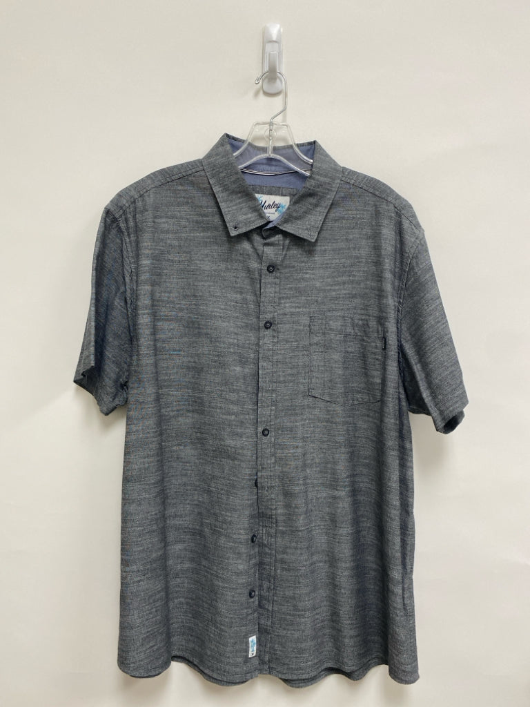 Hurley Size XXL Black/Gray Streaked Button Up Men&