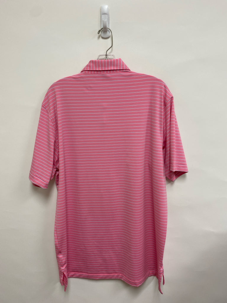 Peter Millar Size L Pink Blue Stripes Polo Men&