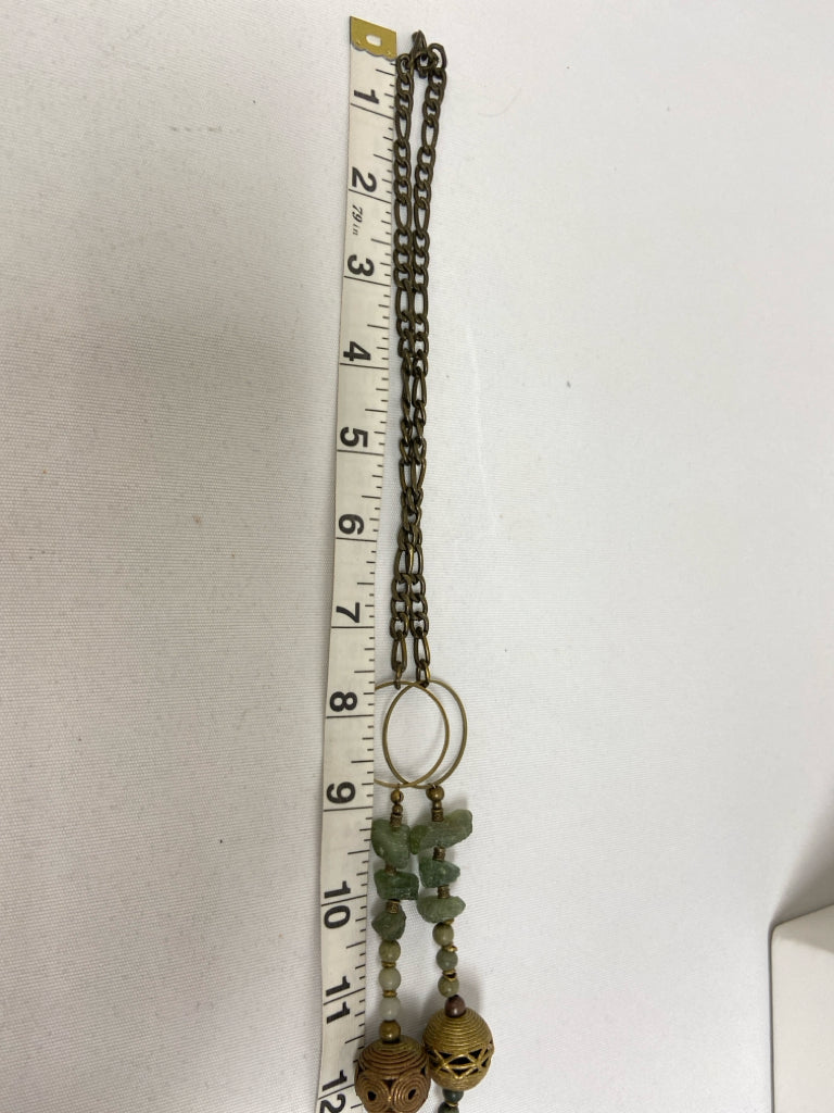 Gold Color Green Medallion(s) Necklace