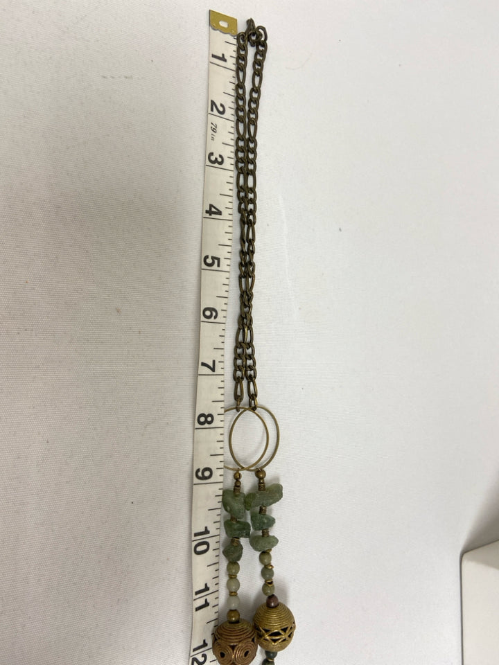 Gold Color Green Medallion(s) Necklace
