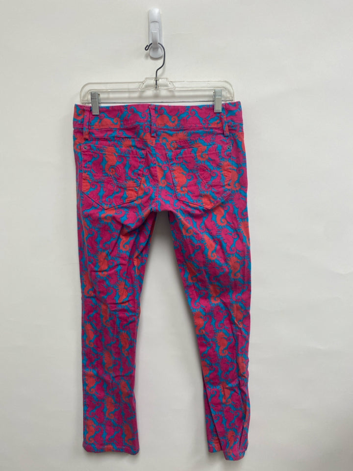 LILLY PULITZER Size 4 Pink Coral/Blue Seahorse Ladies Jeans