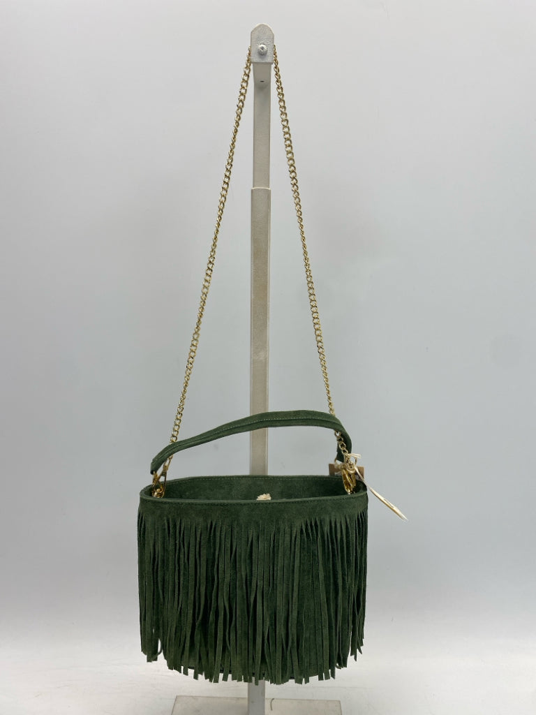 NWT Anna Paola Green Fringe Suede Handbag