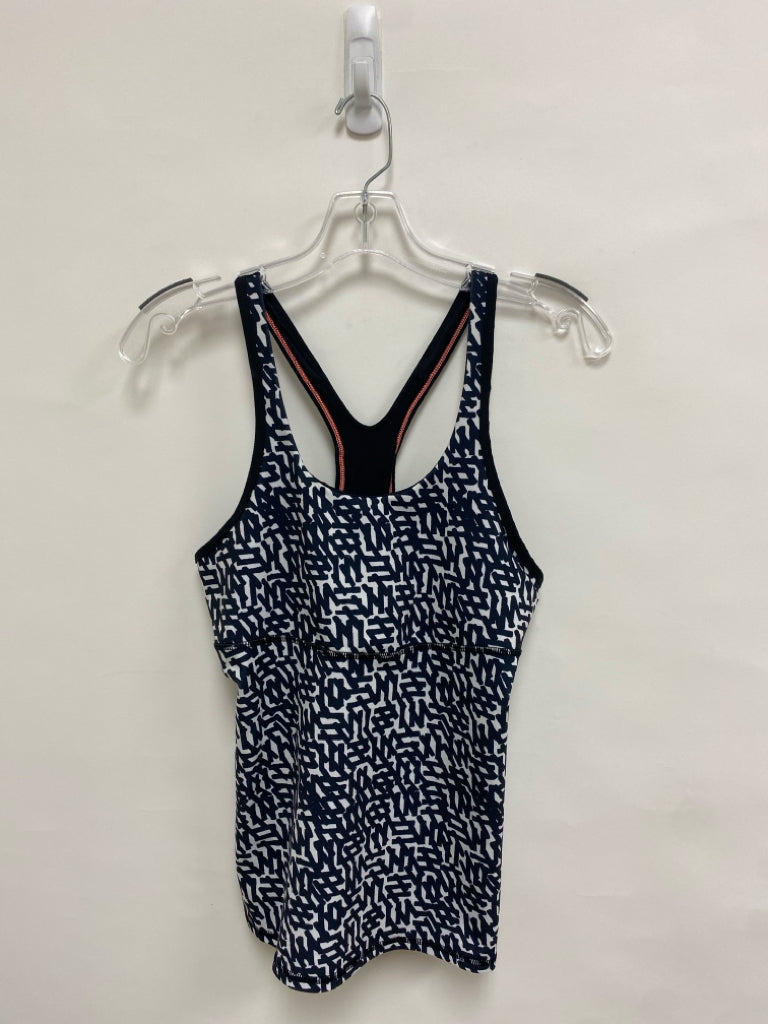 Lululemon Size 8 White Navy Lines Tank Athletic Top