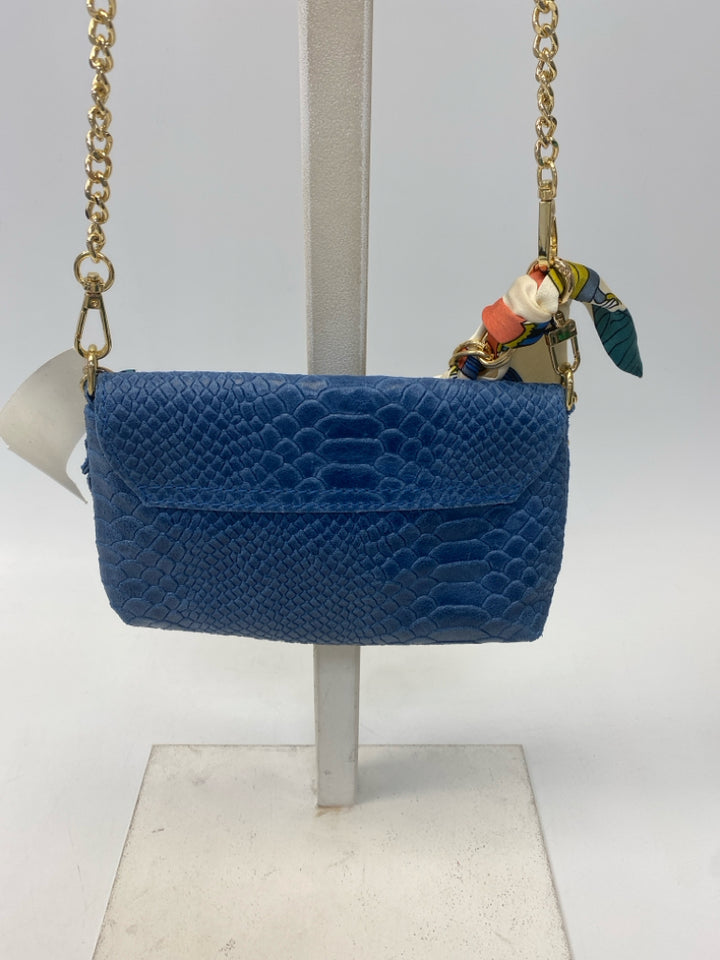 NWT Rust &amp; Co Blue Embossed Leather Handbag