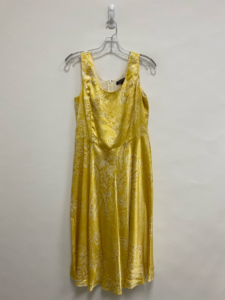 Brooks Brothers Size 12 Yellow Paisley Sleeveless Silk Ladies Dress