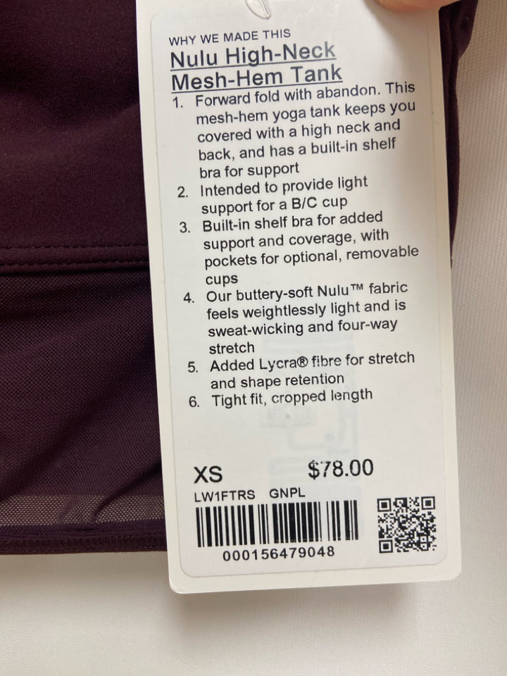 NWT Lululemon Size XS Burgundy Athletic  Bra