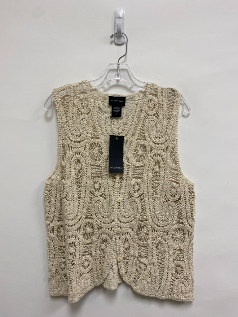 NWT Size L Cream Crochet Ladies Sweater