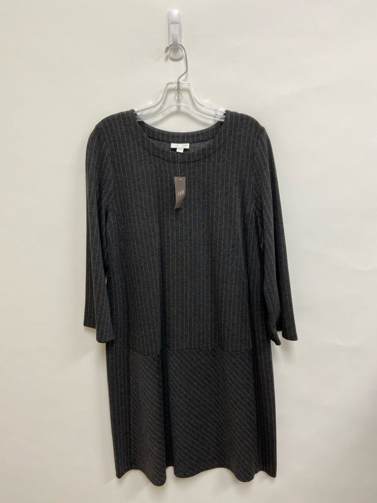 NWT J Jill Size L Gray White Striped Ladies Dress