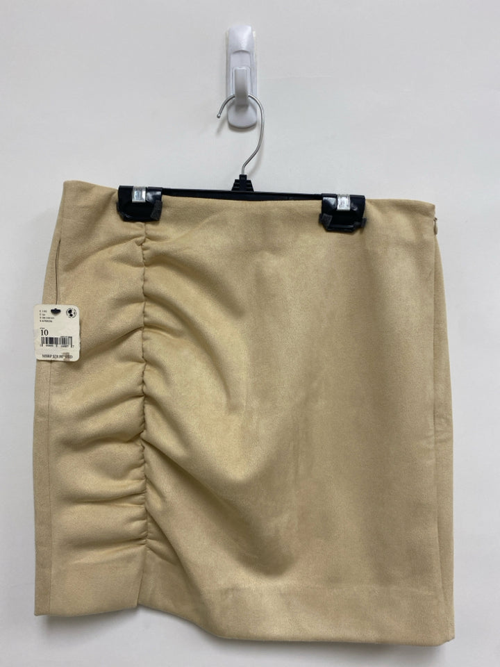 NWT Free People Size 10 Beige Ruched Faux Suede Ladies Skirt