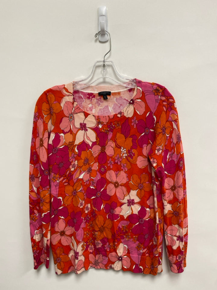 Talbots Petite Size SP Orange Pink/Peach Flowers Petite Sweater