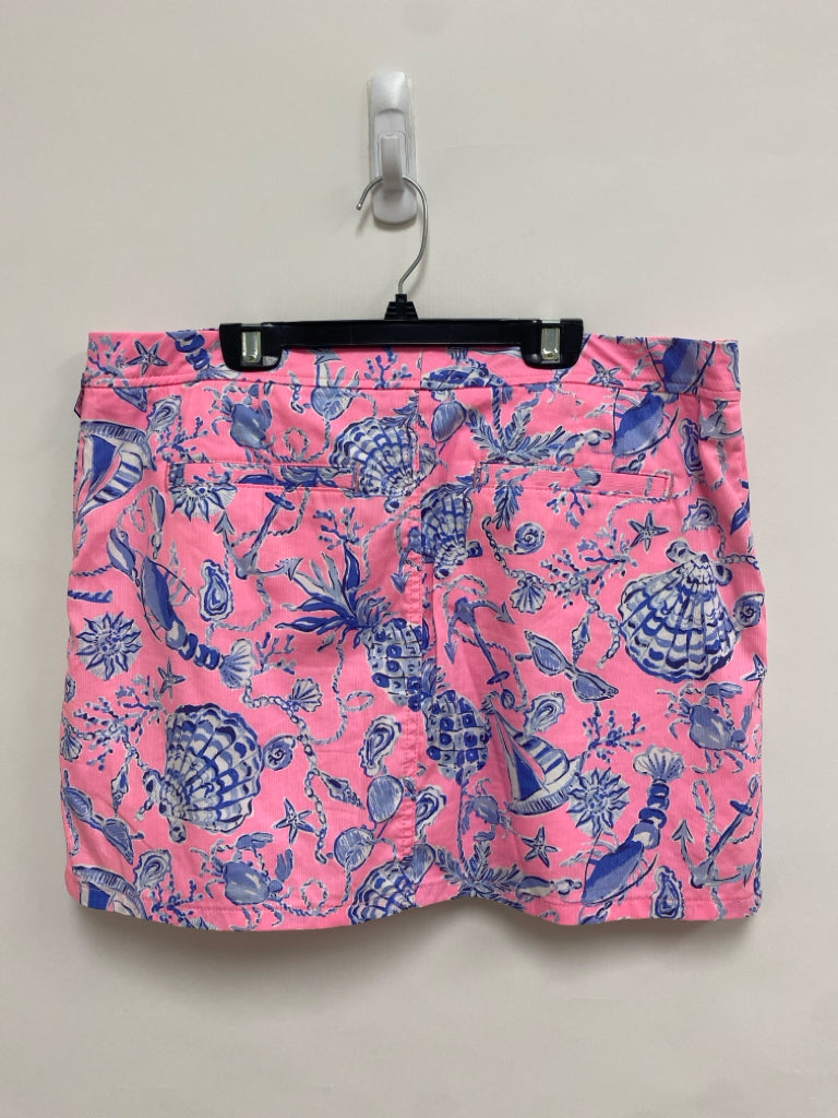 LILLY PULITZER Size 12 Pink Blue/White Shells Ladies Skort