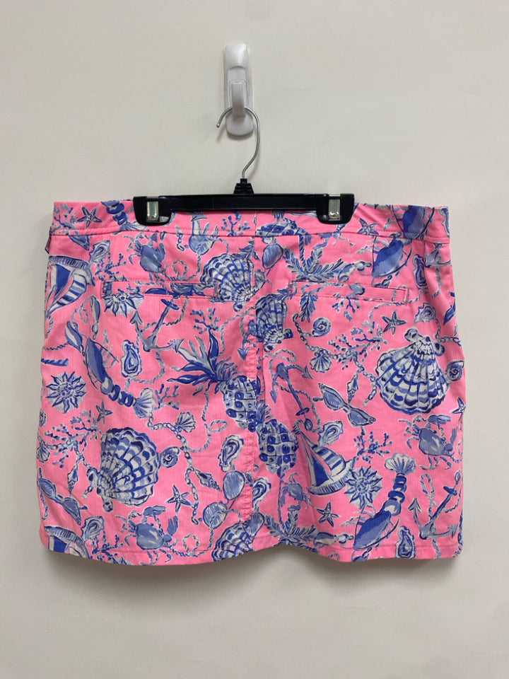 LILLY PULITZER Size 12 Pink Blue/White Shells Ladies Skort