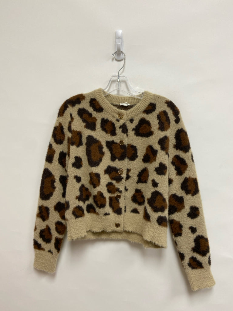 Size S Beige Espresso Animal Print Cardigan Ladies Sweater