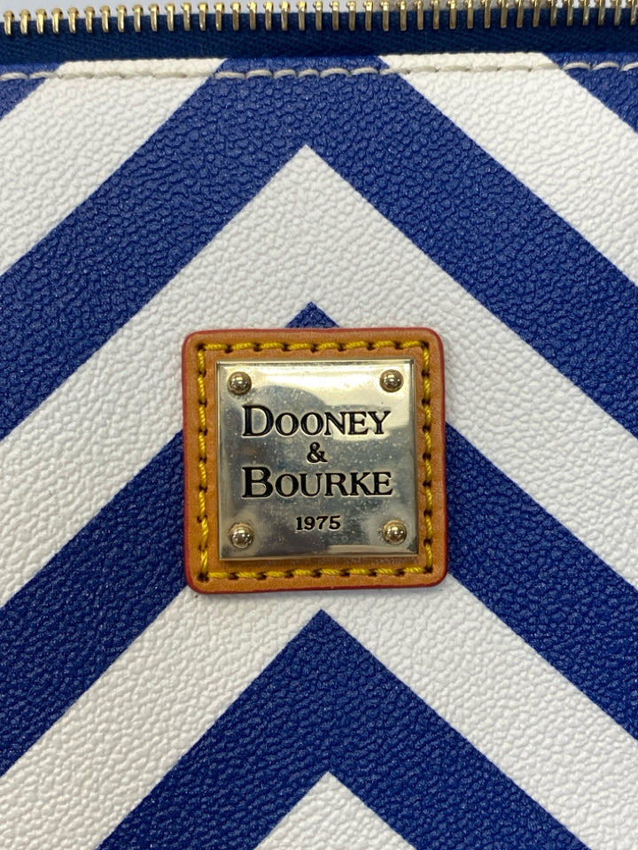 Dooney &amp; Bourke White Dark Blue Chevron Handbag