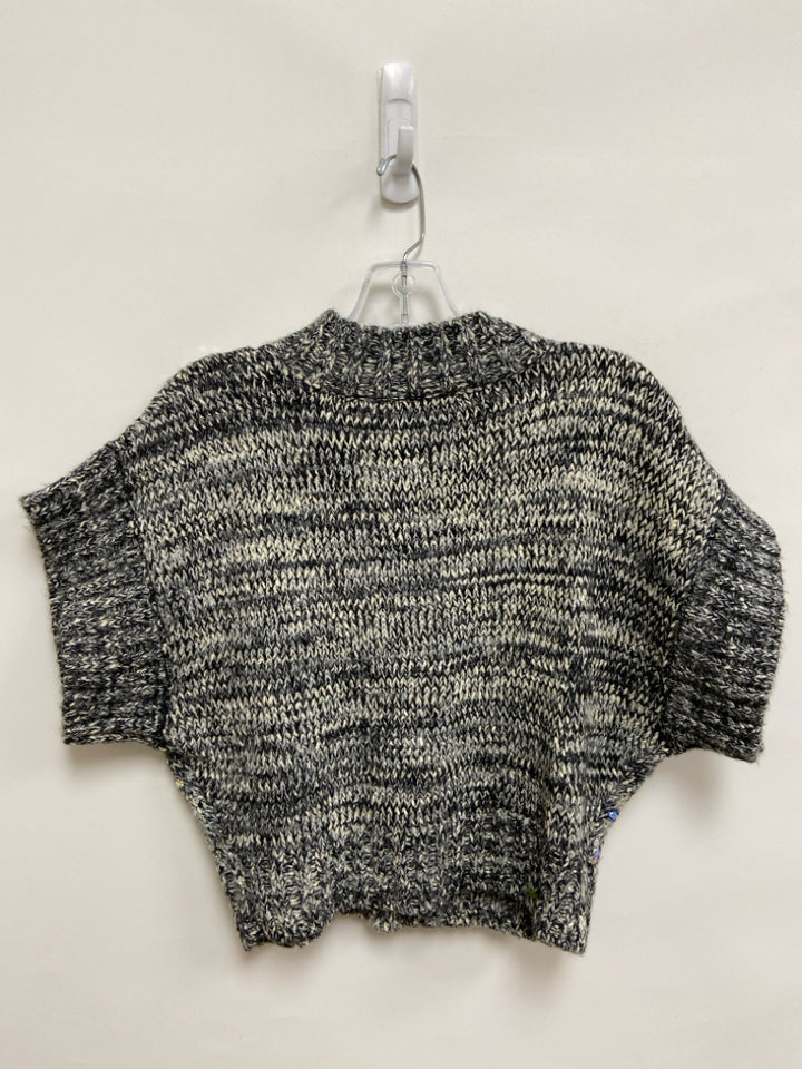 Size S Gray Black Sequins Short Sleeve Ladies Sweater